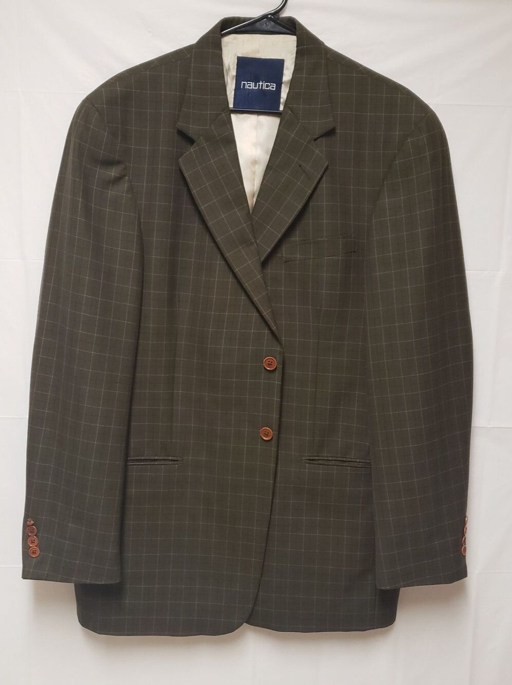 Nautica Men’s Checkered Olive Sport Coat Blazer Sz See Photos NWOT Preppy Career